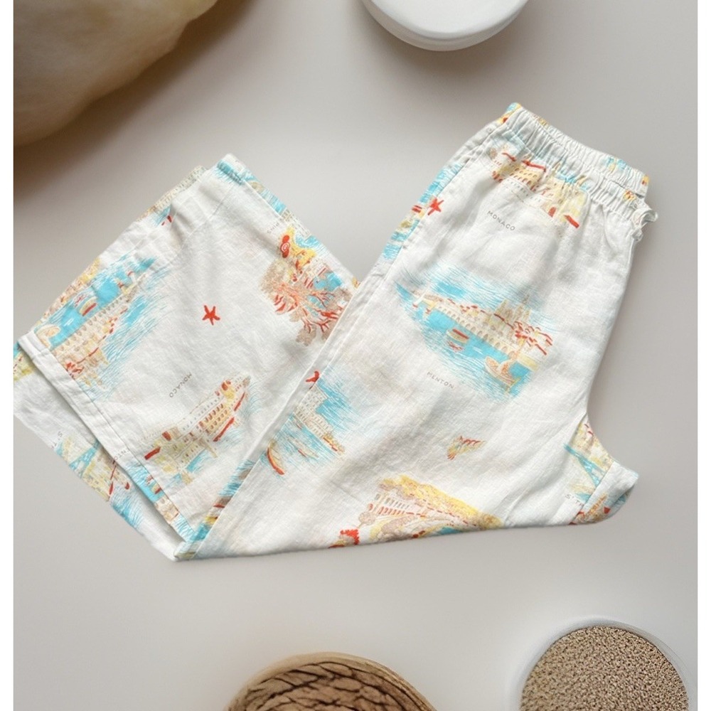 Calypso St Barth White Linen Beach Pants Drawstring L Resort - Picture 3 of 8